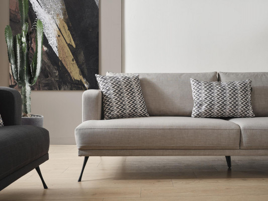 Komplett Couch Garnitur Sofas Garnitur 431 Sëtzer Gro Stoff Modern Set