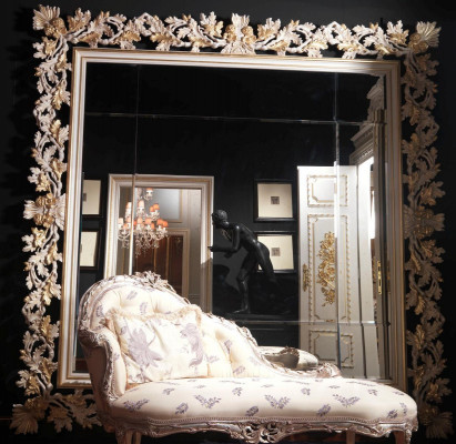 Handgemaachte Wandspigel Spigel Rumm geschnëtzte Rumm Gold klassesch