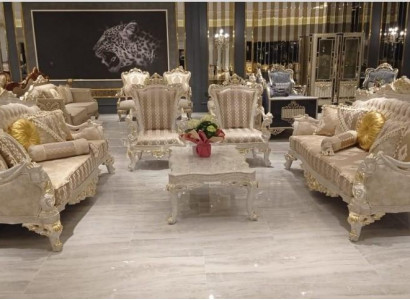 Beige Canapé-Sëtzung Sofa Set 5tlg. Dësch Canapé-Sëtzung Canapé Miwwelen
