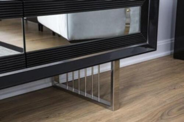 Luxus Wunnwand + Säitendësch Lowboard Regal Wunnzëmmer Schwarz Héichglanz