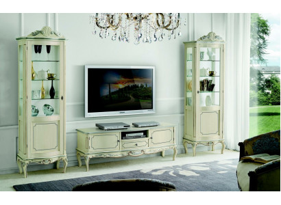 Luxus Wunnwand 3-Deeler RTV 2x Vitrinn Design Italienesch Miwwelen Wunnzëmmer Barockstil