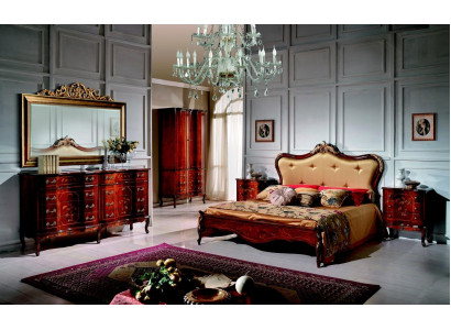 Set 3tlg. Schlofkummer Garnitur Bett 2x Nuetsdësch Italienesch Barock Miwwelen Nei
