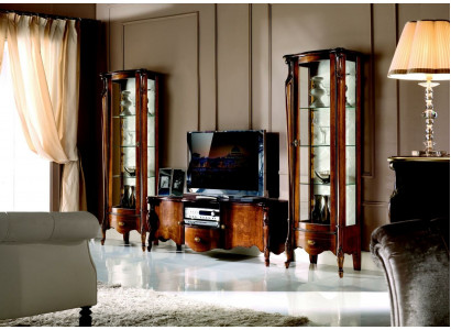 Luxus Wunnwand 3-Stéck RTV mat 2x Vitrinn Design Italienesch Miwwelen Barock Stil Nei