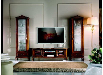 Wunnwand 3tlg RTV 2x Vitrinn Design Italienesch Miwwelen Wunnzëmmer Barock Stil