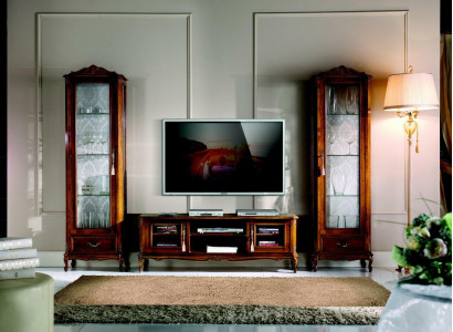 Wunnwand 3tlg RTV 2x Vitrinn Design Italienesch Miwwelen Wunnzëmmer Barock Stil