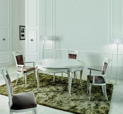 Italienesch Miwwelen Iessdësch 4x Stull Holz Dësch Iessset Klassesch Design