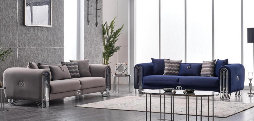 Canapé Sëtzgrupp 331 Sëtzer Luxus Stoff Set 3 Deeler Polstersofa Stoff Miwwelen