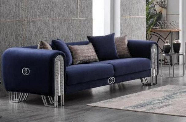 Samtcouch Sëlwer Luxus Sofagarnitur 3+3 Sëtzer Couchen Sofa 2tlg.
