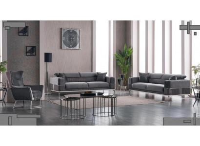 Luxus Sofagarnitur 3+3+1 Sëtzer Wunnzëmmer Set Gro Sofa Textil Miwwelen Nei