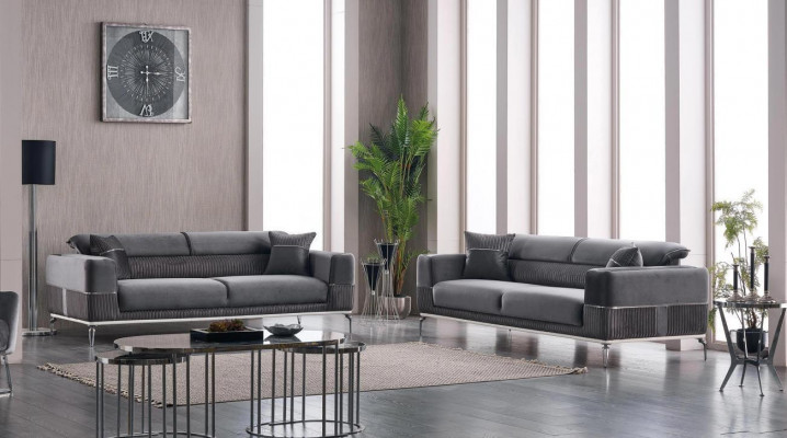 Grouss Designer Canapé Club Miwwel Canapéen 3+3 Sëtzer Polster 230cm Sofaen
