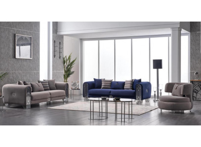 Canapé Sëtzgrupp 331 Sëtzer Luxus Stoff Set 3 Deeler Polstersofa Stoff Miwwelen