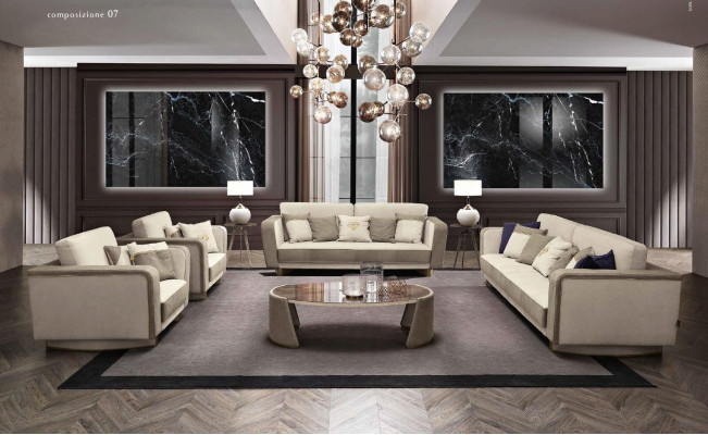 Sofa Garnitur 3+2 Sëtzer Set Design Sofas Polster Luxus Couchen Relax Modern Nei