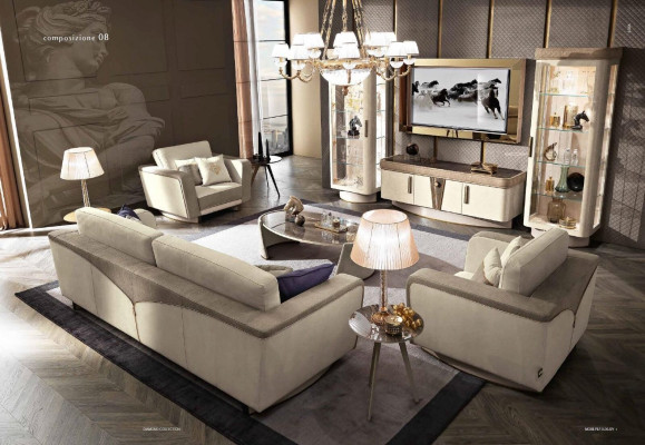 Sofa Garnitur 3+2 Sëtzer Set Design Sofas Polster Luxus Couchen Relax Modern Nei