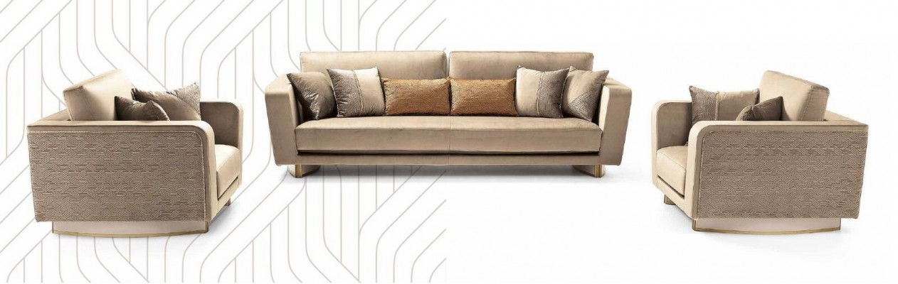 Sofagarnitur Luxus Miwwel Canapé Sofa Polster 3+2 Sëtz Couchen Sofas 2tlg Italien