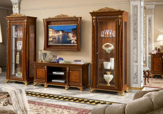 TV Stänner Schaf Luxus Wunnzëmmerstëschreiwen Wunnraum Zeil Neit Set Vitrin Holz Miwwelen