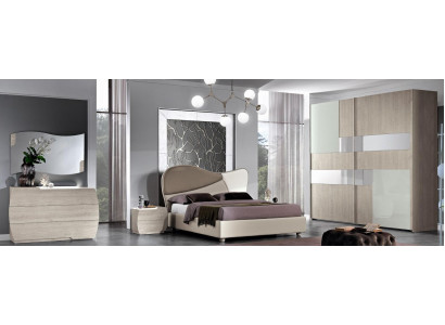 Schlofzimmer Komplett Set Kinnekräich Modern Bett Kleederschaf Nuetsschaf 5 Deeler
