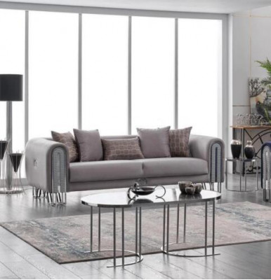 Sofa Luxus Textil Wunnzëmmers Dräi Sëtzer 3 Sëtz Miwwel Canapé 240cm Stoff
