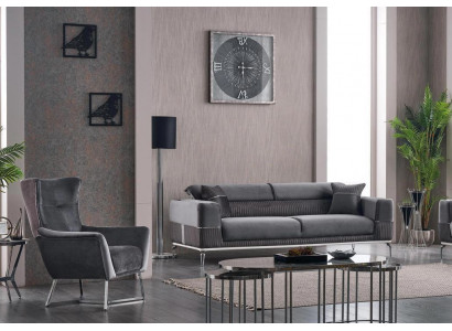 Sofa Set 2 teileg Wunnzëmmer Komplett Sofagarnitur 3+1 Sëtzer Polster Miwwelen Textil