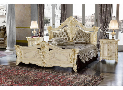 Design Miwwel Modern Bett 2x Nuetsdësch 3 Deeler Schlofzëmmer Set Luxus