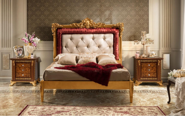 Bett Schlofzëmmer Set Design Luxus Better Nei Barock Miwwelen 2x Nuetsdësch 3-Deeler.