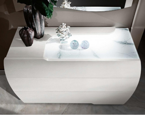 Luxus Set 6-Stéck Schlofzëmmer Bett Nopersdësch Kommode Spigel Kleederschaf Holz