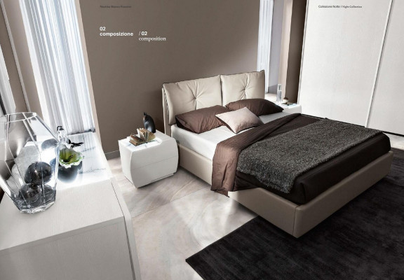 Luxus Set 6-Stéck Schlofzëmmer Bett Nopersdësch Kommode Spigel Kleederschaf Holz