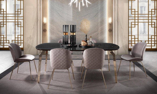 Garnitur Dësch Dëscher Luxus Holz Miwwelen Nei Iesszëmmer Grupp Komplett Set 7tlg
