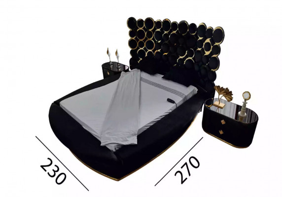 Designer Bett Luxus Textilbetter Schlofzëmmer Duebelbett 200x200cm Bettrahmen