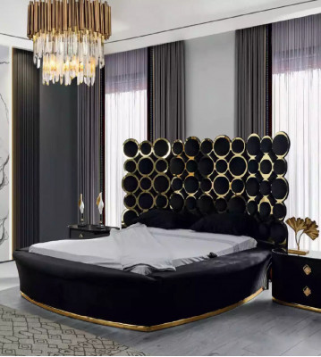 Designer Bett Luxus Textilbetter Schlofzëmmer Duebelbett 200x200cm Bettrahmen