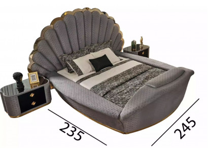 Luxusbett Designbetter Miwwelen Duebelbett Schlofzëmmer Kinnekräichlech 200x200 cm
