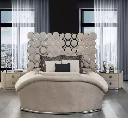 Designerdëppen Luxus Textilbetter Schlofzëmmer Duebelbett 200x200cm Betterahmen