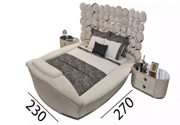 Designerdëppen Luxus Textilbetter Schlofzëmmer Duebelbett 200x200cm Betterahmen
