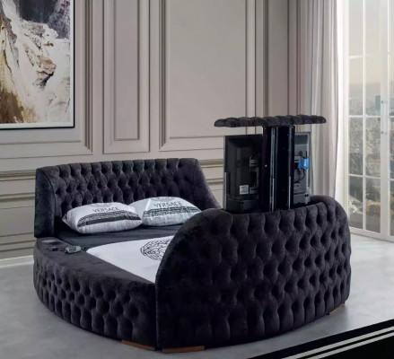 Schwaarzt Chesterfield Bett Design Polster Miwwelen Hotel Luxus Better Lift Media