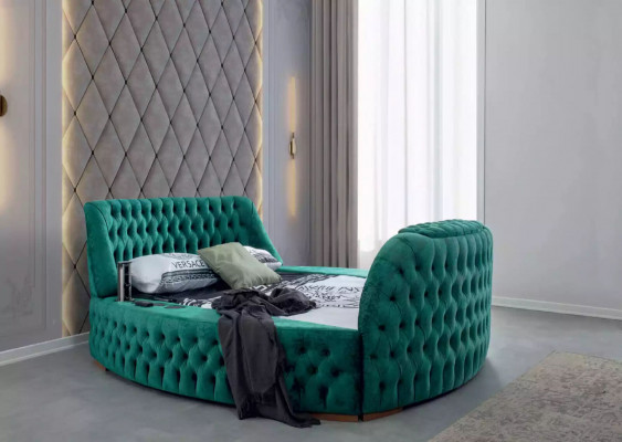Chesterfield Bett Miwwel Duebelbetter Gréngt Ronn Better Luxus Hotel mat Lift