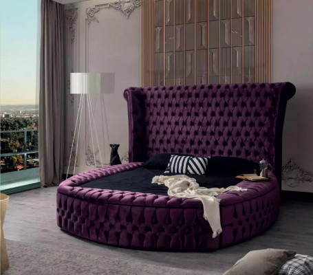 Ronnen Chesterfield Bett Lila Better Miwwelen Samett Textil Hotel Ariichtung Duebel