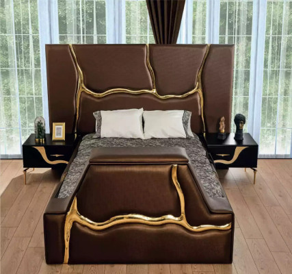 Schlofzëmmer Bett 2x Nuetsdëscher Luxus Better Set Komplett Design Miwwelen 3 Deeler.