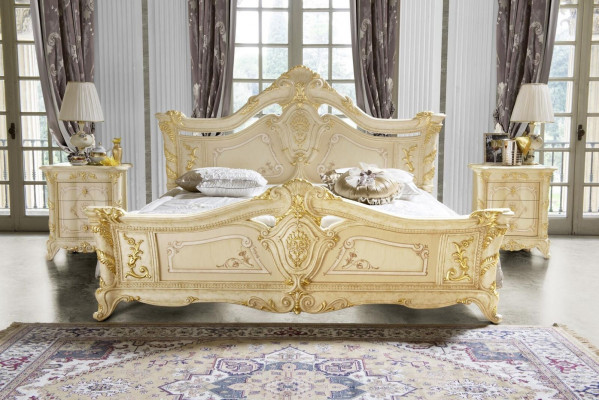 Schlofkummer Set Design Art déco Luxus Better Bett Nuetsdësch 3 Deeler.