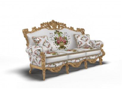 Klassesch Design Polster Luxus Sëtz Sofa Couch Samt Textil 3 Sëtzer Neit Miwwel