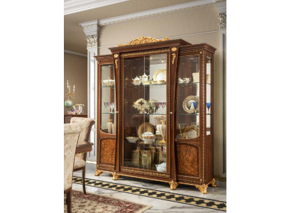 Vitrine Holz Glas Schaf Echt Holz Anrichte Vitrine Wunnzëmmer Miwwelen Italien