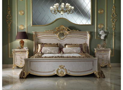 Schlofzëmmer-Miwwel-Set - Bett mat zwee Nuetsschräiner am moderne Stil.
