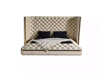 Bett wäiss Chesterfield modernes Hotelbett Duebelbett neit modernes Bett