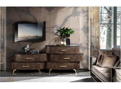 Lowboard RTV TV Schaf Dësch Wunnzëmmer Kommode Sideboard Holz Modern Miwwelen