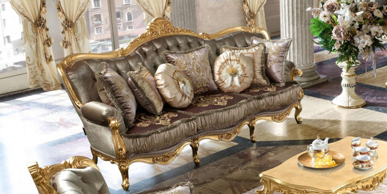 Canapé 3 Plaze Couche Sofas Art déco Drësëtzer Textil Couchen Couch Polster Neit