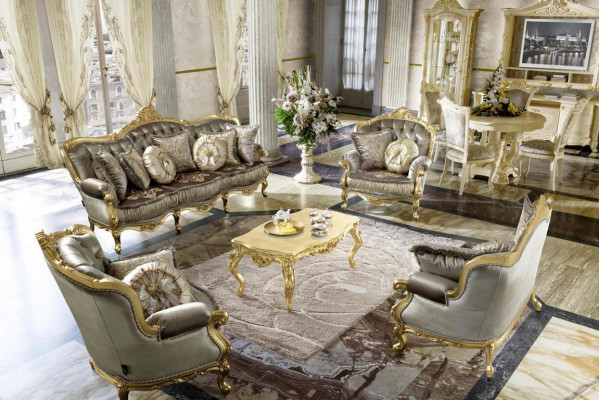 Canapé 3 Plaze Couche Sofas Art déco Drësëtzer Textil Couchen Couch Polster Neit
