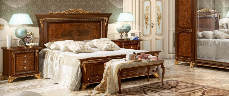 Luxus Grupp Garnitur Nei Bett 2x Nuetsdësch 3 Deeler Schlofzëmmer Set