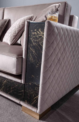 Sofa Dräisëtzer Couch Polster Design Sëtz Sofas Zëmmer Miwwelen Stoff 3er Modern