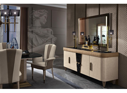 Miwwelen Kommoden Schaf Design Luxus Säitbriet 2-Deeler Kommode mat Spigel Konsol.