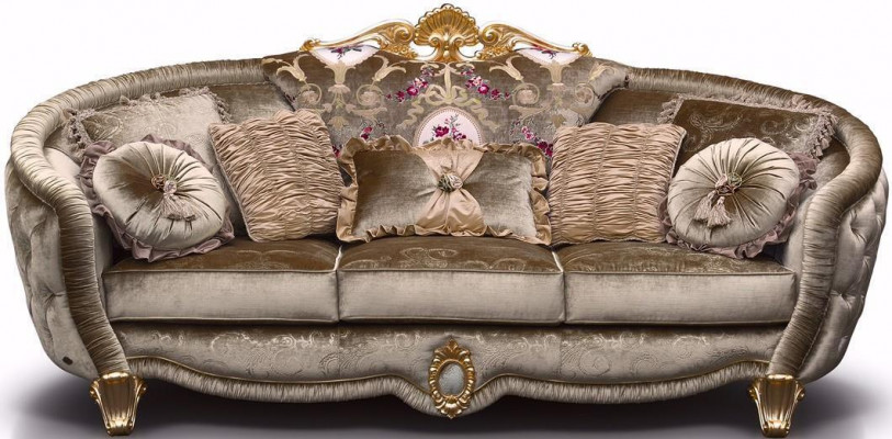 Klassesch Mokessen 3-Sëtzer Textil Couchen Textil Sofa Sofa Dräisëtzer Couch Nei