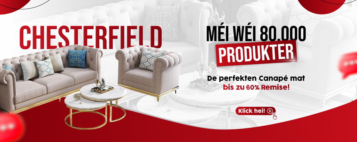 Elegant Chesterfield-Miwwelen a beschter Qualitéit