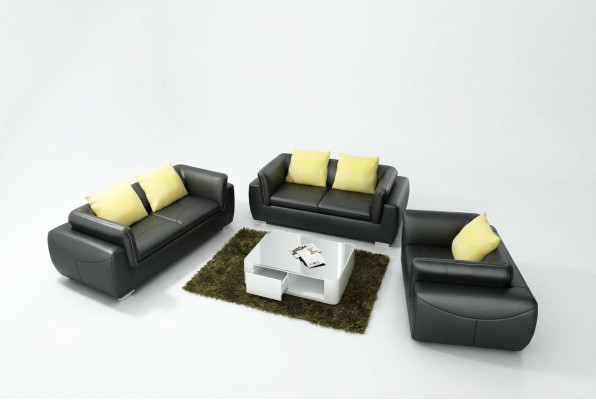 Ledersofa Canapé Wunnlandschaft 3+2+1 Sëtz Garnitur Design Modern Sofa F_3014D